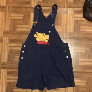 Winnie the Pooh Overall Shorts- Color Navy